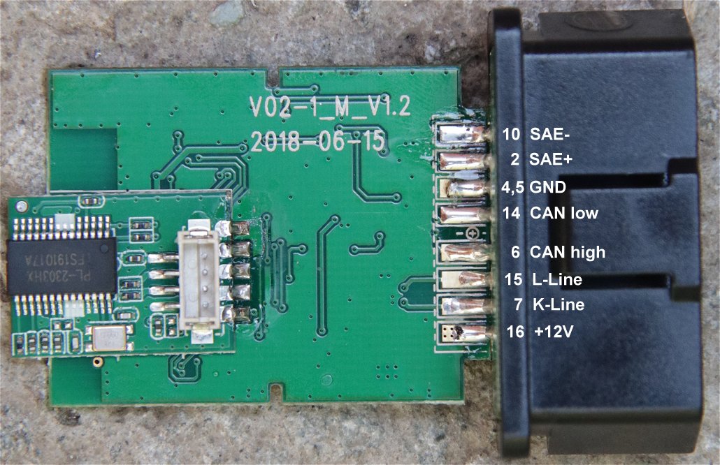 ELM327 adapter USB PCB chinese clone